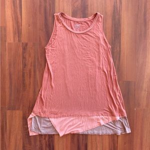 LOGO by Lori Goldstein Mauve Pink & Brown Contrasting Hem, Medium